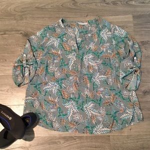 3/4 Sleeve Green Shirt (Size 1X)